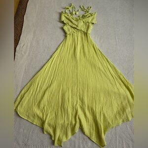 Lime Green Smocked Gauze Criss-Cross Dress